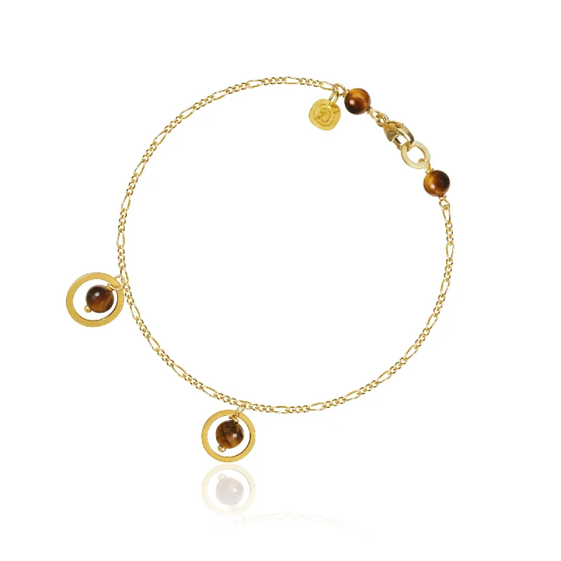 women’s charm bracelets-Piccolo 18K Gold Bracelet w. Tiger's Eye