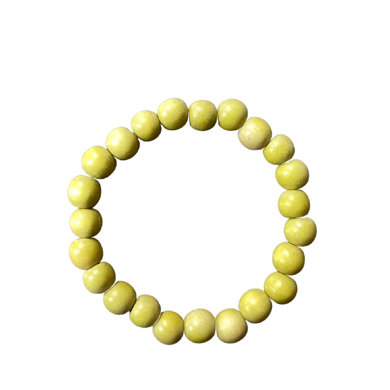 women’s silver link bracelets-Pear Green Wood 8mm Bracelet