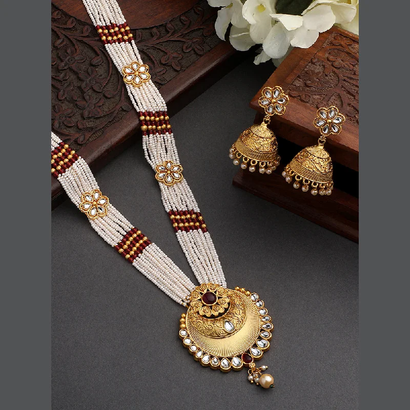 women’s butterfly necklaces-Asmitta Gold Plated Long Necklace Set