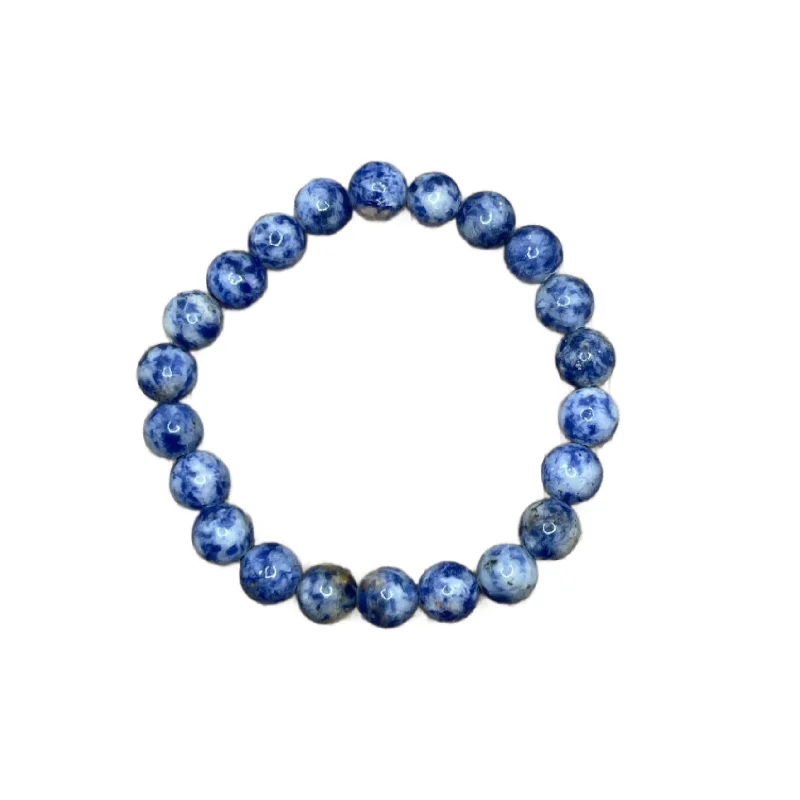 women’s elegant bangle bracelets-Blue Spot Jasper 8mm Bracelet