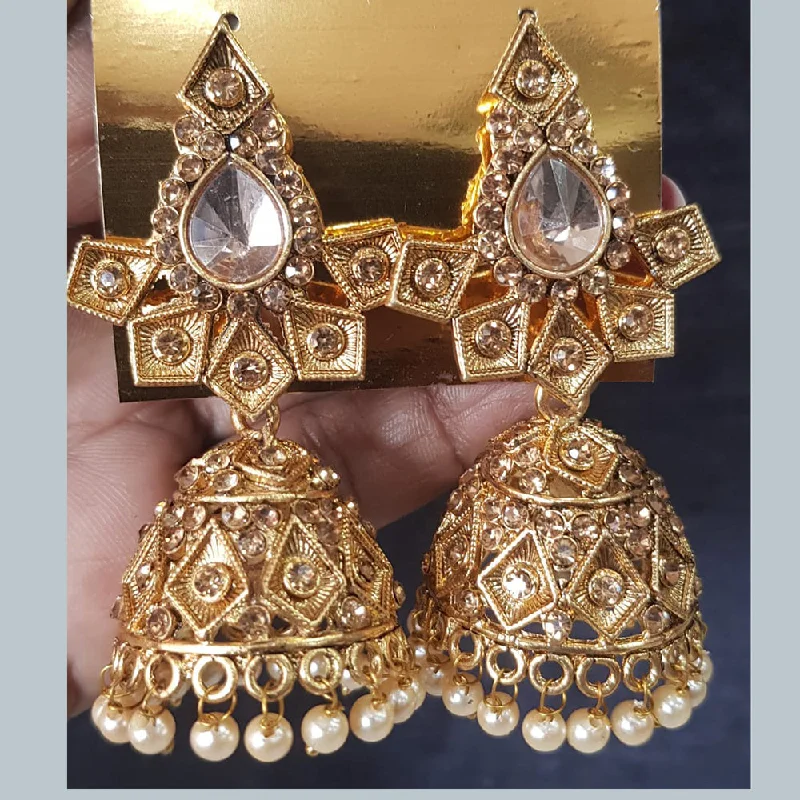 women’s small gold earrings-Shreeji Gold Plated Crystal Stone Jhumki Earrings