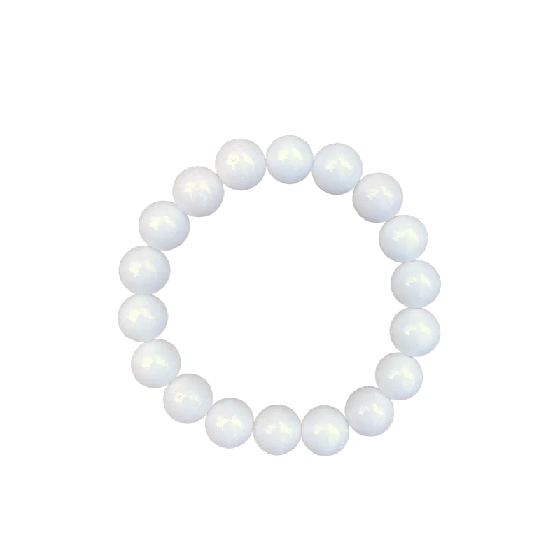 women’s simple bangles-White Jade 10mm Bracelet