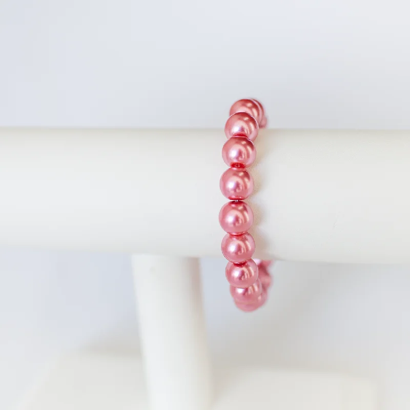 women’s minimalist gold bracelets-Smoky Shocking Pink Pearl 10mm Bracelet