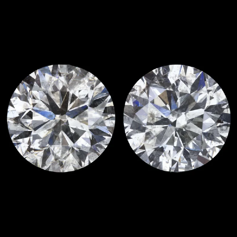 women’s trendy earrings-3.6ct EXCELLENT CUT DIAMOND STUD EARRINGS ROUND BRILLIANT NATURAL PAIR 3.5 CARAT