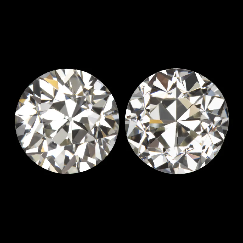 women’s fashion earrings-2.5ct OLD EUROPEAN CUT DIAMOND STUD EARRINGS GIA CERTIFIED K-L VS1 VINTAGE PAIR