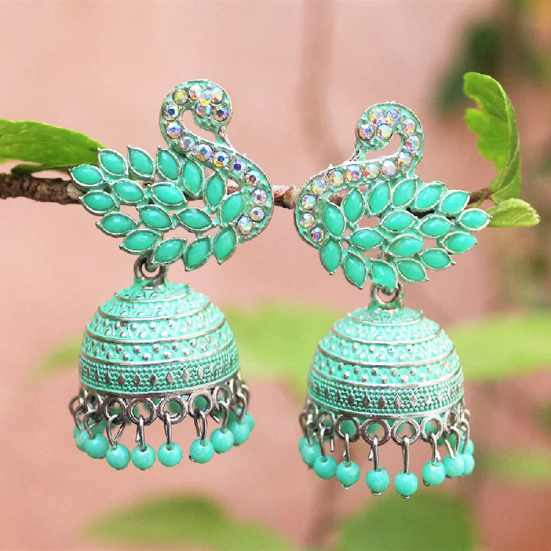 women’s diamond hoop earrings-H K Fashion Austrian Stone And Beads Jhumki Earrings