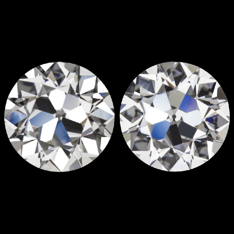 women’s gemstone stud earrings-6.08ct OLD EUROPEAN CUT LAB CREATED DIAMOND STUD EARRINGS CERTIFIED F VVS2 PAIR