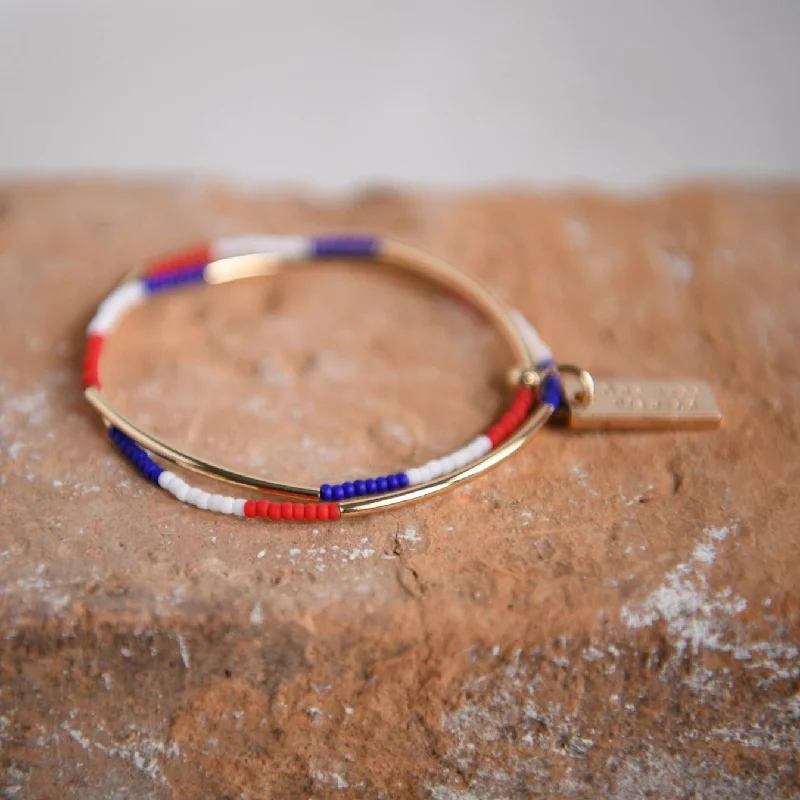 women’s luxury bangles-Double Wrap Patriotic Bracelet