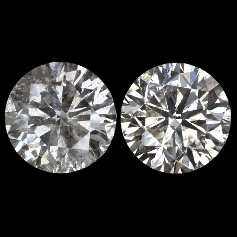 women’s round earrings-2.42ct VERY GOOD CUT DIAMOND STUD EARRINGS NATURAL ROUND 2.5 CARAT MATCHING PAIR