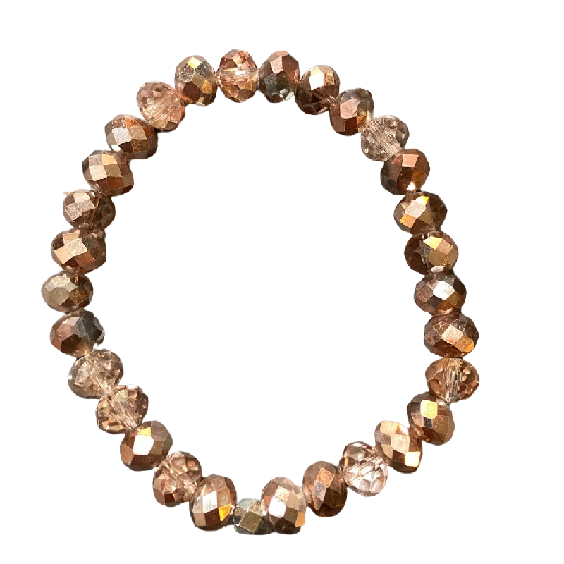 women’s fine bangles-Dusty Rose Sparkle Faceted Rondelle 8mm Bracelet