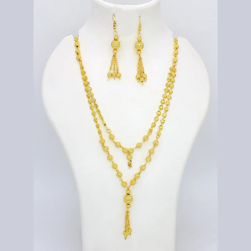 women’s pendant necklaces-Mahavir Dye Gold Long Necklace Set