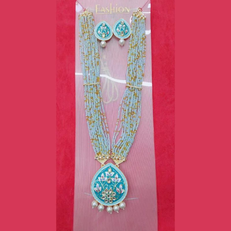 women’s delicate gold necklaces-Manisha Jewellery Gold Plated Meenakari Long Necklace Set