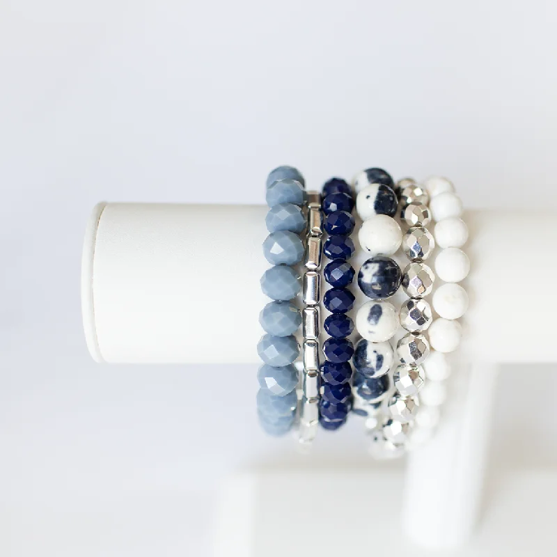 women’s vintage bracelets-French Navy Summer Bracelet Stack