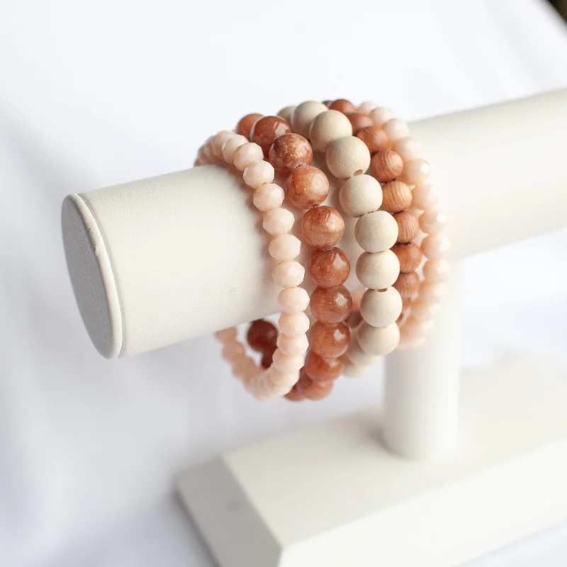 women’s beaded bangles-Nude Blush Bracelet Stack