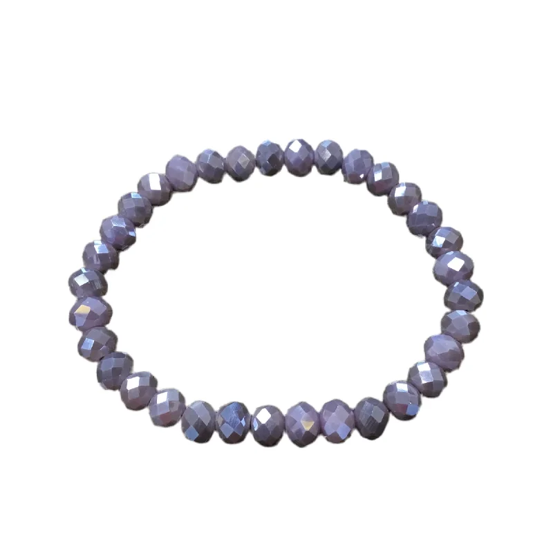 women’s colorful bangles-Purple Grey Faceted Rondelle 8mm Bracelet