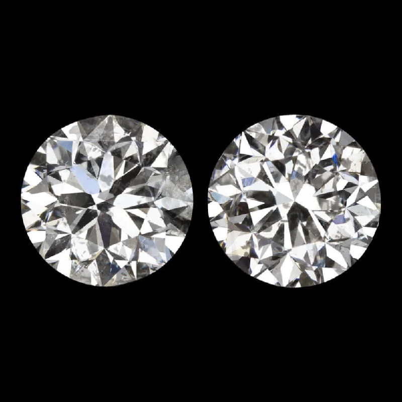 women’s silver statement earrings-2 CARAT E-F SI VERY GOOD CUT DIAMOND STUD EARRINGS ROUND BRILLIANT MATCHING PAIR