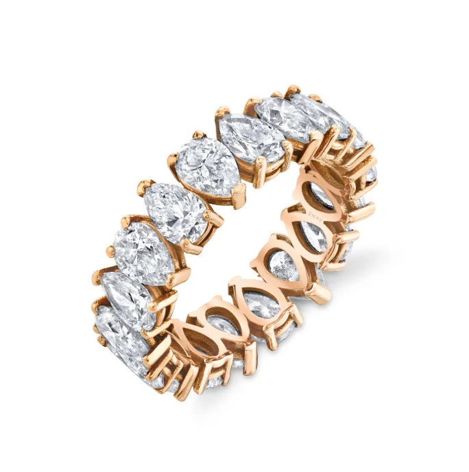 women’s birthstone rings-DIAMOND PEAR ETERNITY RING