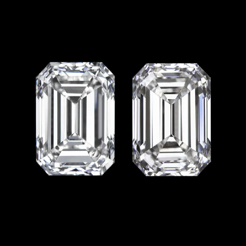 women’s silver hoop earrings-F VS 0.80ct EMERALD CUT DIAMOND MATCHING PAIR STUD EARRINGS LOOSE 3 STONE ACCENT