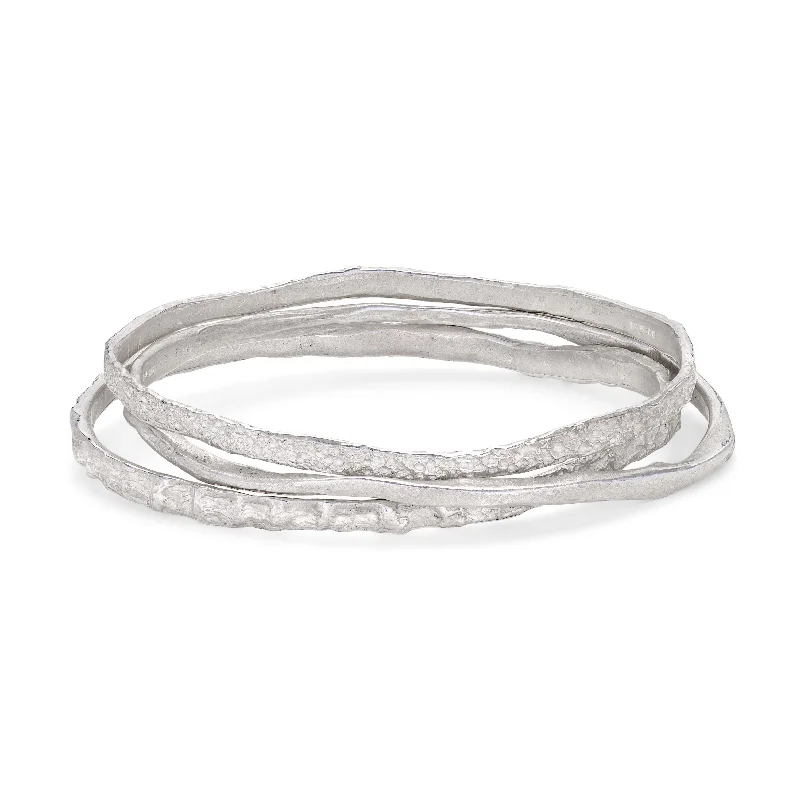 women’s silver charm bracelets-Stone's Throw Bangle Stack