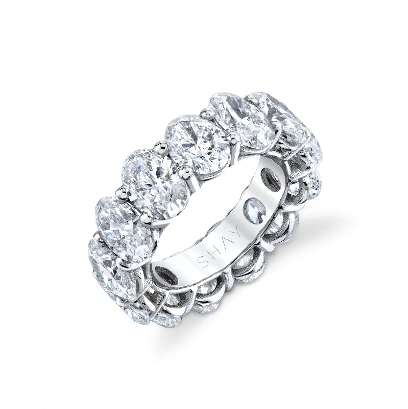 women’s anniversary rings-READY TO SHIP JUMBO DIAMOND OVAL CUT ETERNITY BAND, 13cts