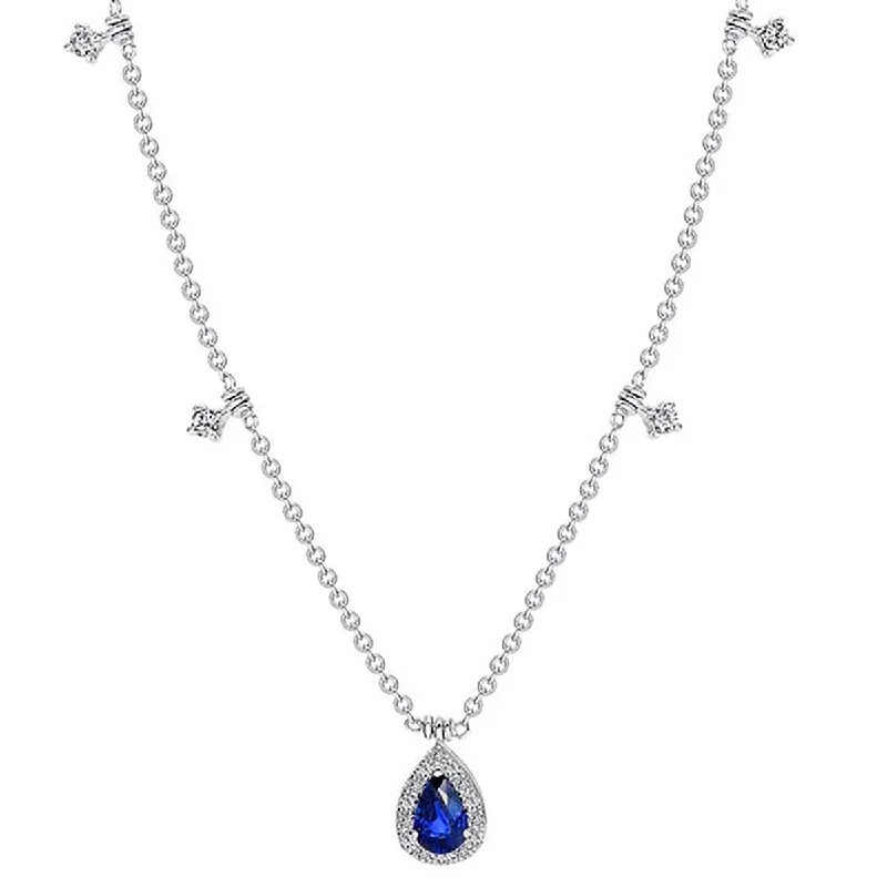 women’s simple necklaces-Diamonds By The Yard Diamond Necklace with Sapphire