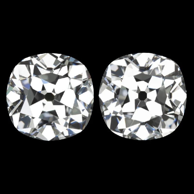 women’s chandelier earrings-4.20ct OLD MINE CUT LAB CREATED DIAMOND STUD EARRINGS CERTIFIED F VS1 PAIR 4ct