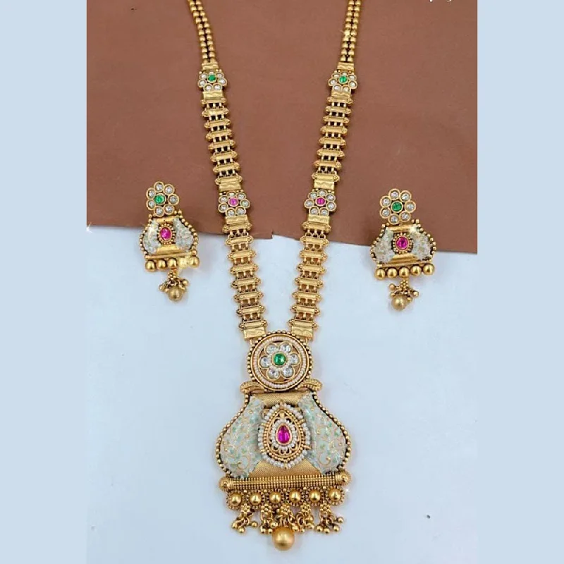 women’s custom name necklaces-Manisha Jewellery Gold Plated Pota Stone Necklace Set