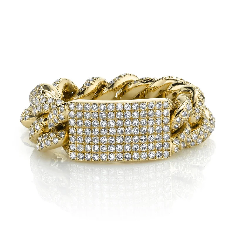 women’s stacking rings-DIAMOND PAVE ID MEDIUM LINK RING