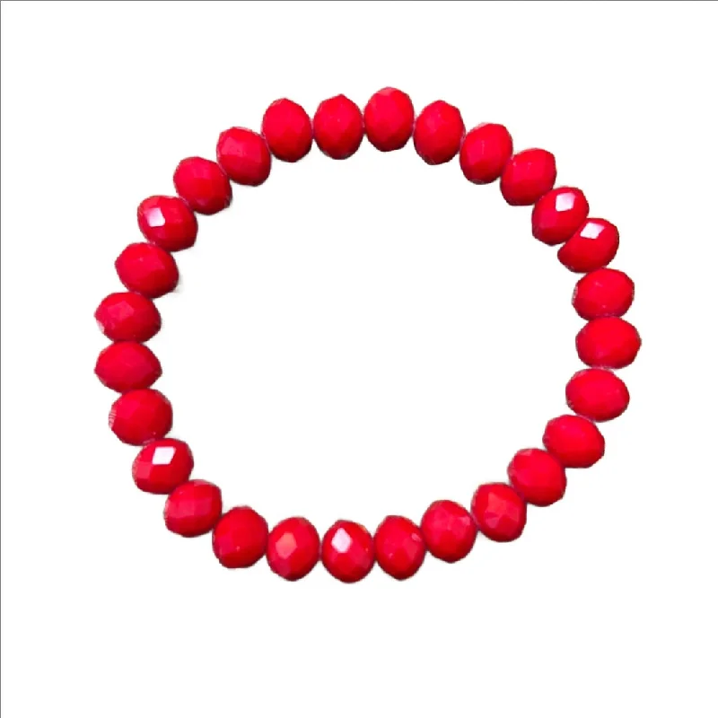 women’s bold bracelets-Scarlet Poppy Faceted Rondelle 8mm Bracelet