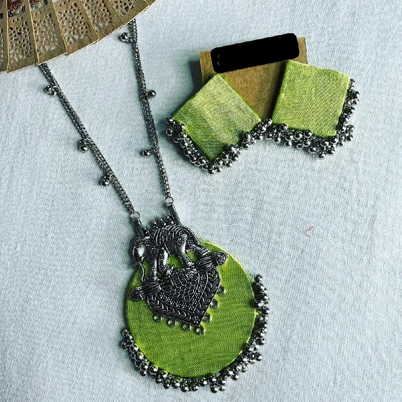 women’s gemstone pendant necklaces-Shrijicreation Handmade Oxidised Palted Long Necklace Set