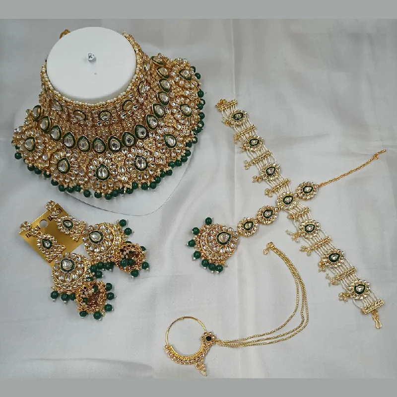 women’s simple chain necklaces-Padmawati Bangles Gold Plated Kundan Semi Bridal Necklace Set