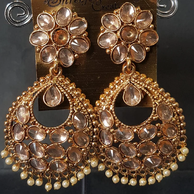 women’s silver earrings-Shreeji Gold Plated Crystal Stone Dangler Earrings