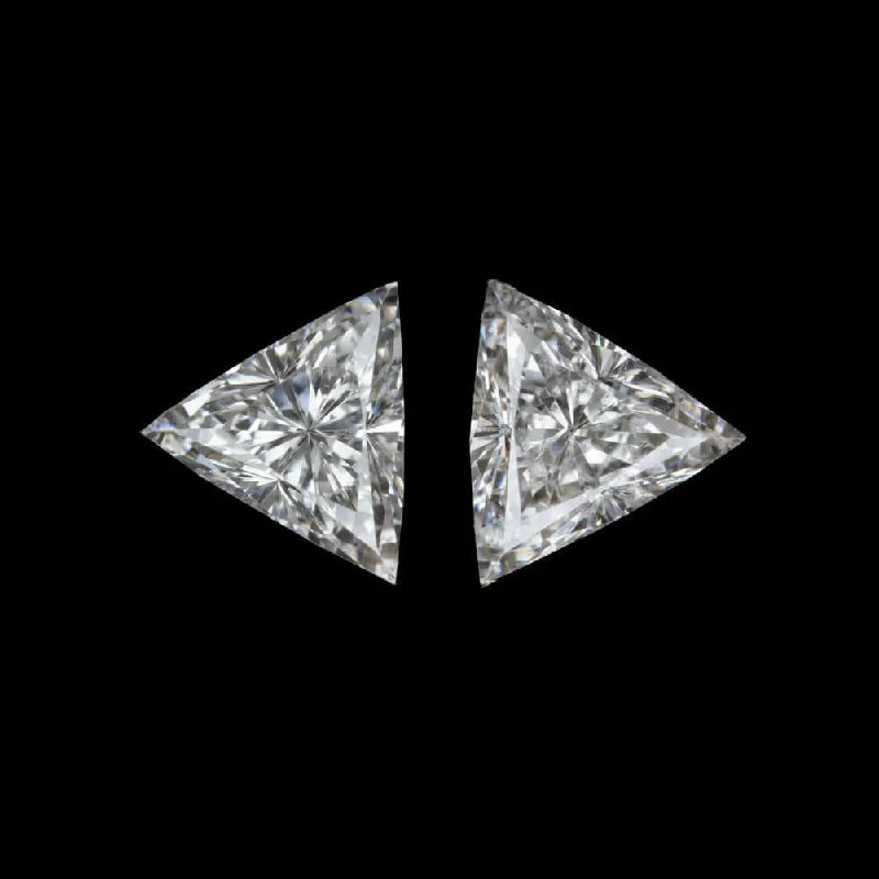 women’s unique stud earrings-F-G VS2-SI1 TRILLION CUT NATURAL DIAMOND MATCHING PAIR STUD EARRINGS TRIANGLE