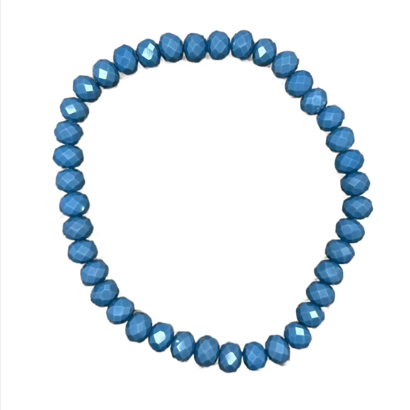 women’s luxury bangles-Ocean Blue 6 Faceted Rondelle 6mm Bracelet