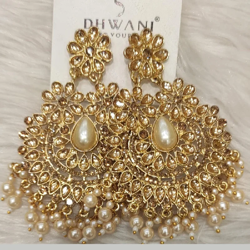 women’s personalized name earrings-Dhwani Gold Plated Austrian Stone Dangler Earrings