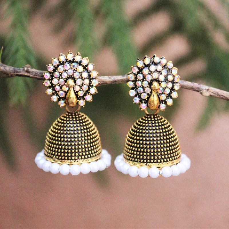 women’s diamond earrings-H K Fashion Gold Plated Austrian Stone Jhumki Earrings