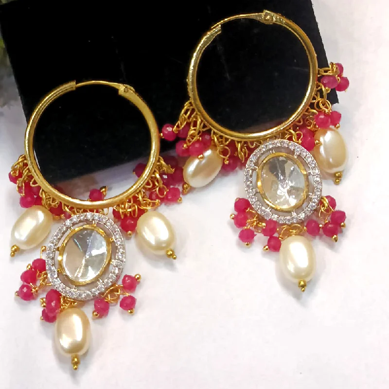 women’s gold earrings-Exotica Collection Gold Plated Crystal And Pearl  Dangler Earrings