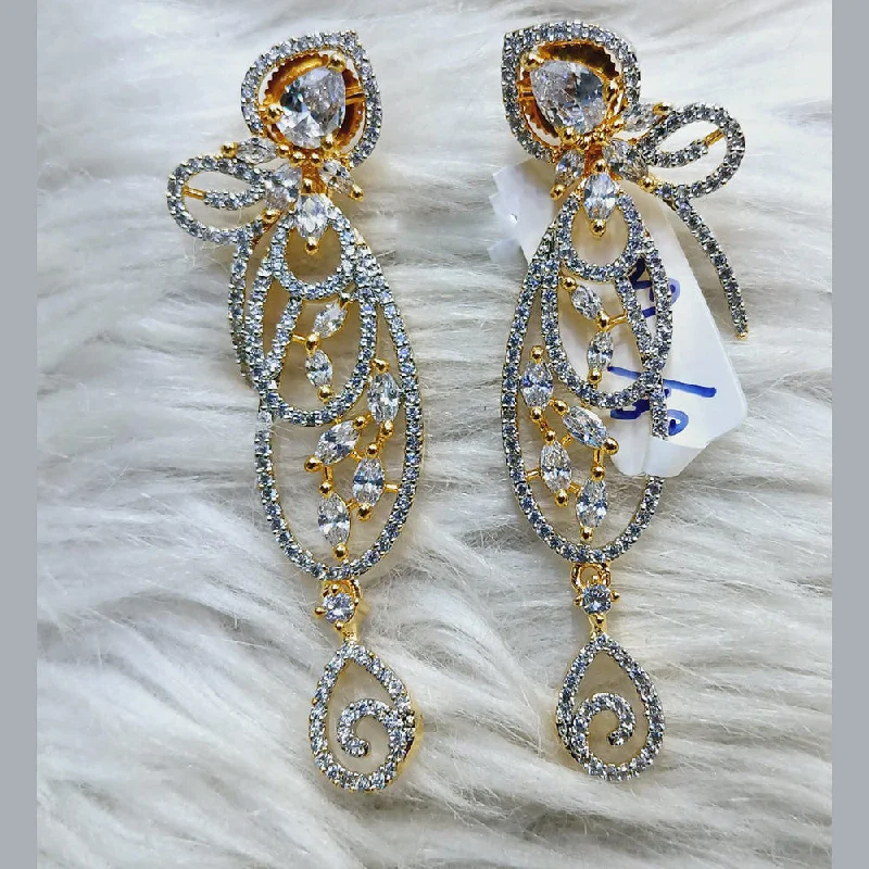 women’s sterling silver hoop earrings-Jain Jewellers Gold Plated AD Dangler Earrings