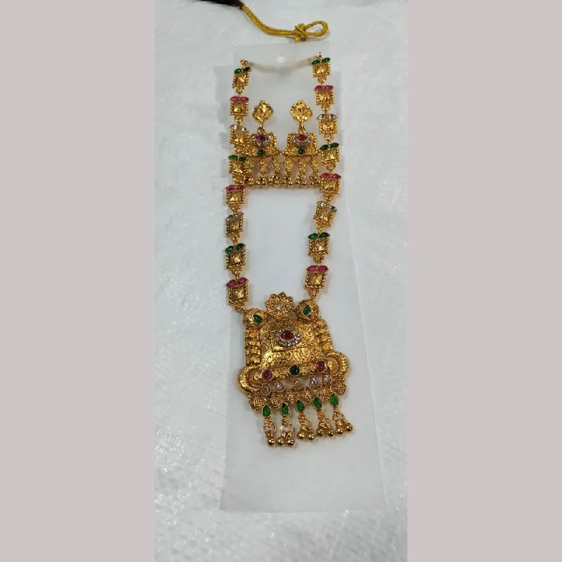 women’s layered necklaces-Manisha Jewellery Gold Plated Pota Stone Necklace Set