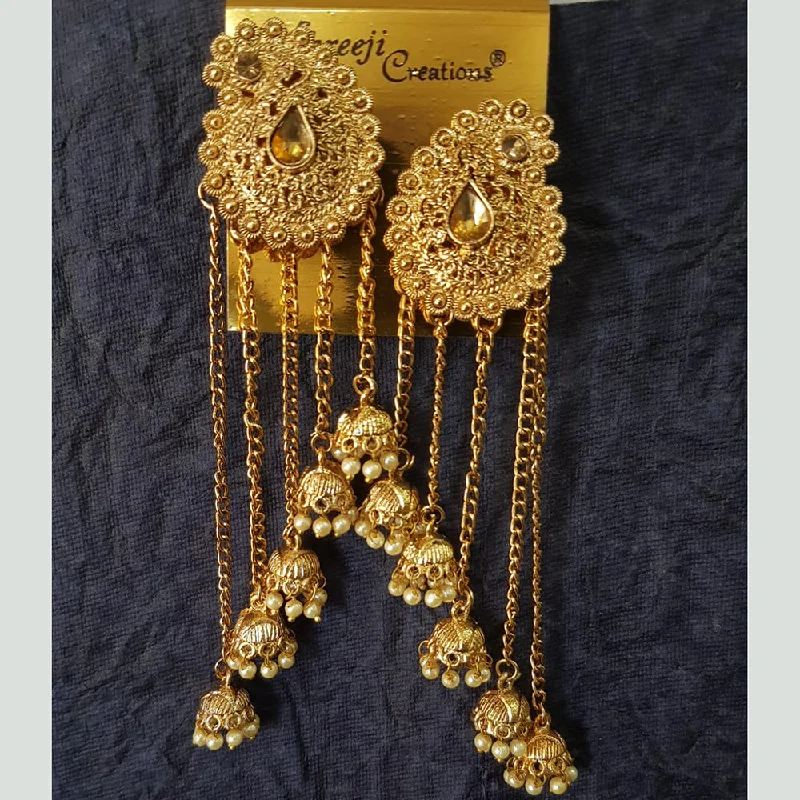 women’s halo earrings-Shreeji Gold Plated Crystal  Stone Dangler Earrings