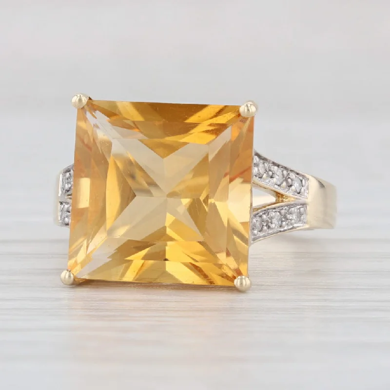 women’s multi-stone diamond engagement rings-6.85ct Citrine Square Diamond Ring 14k Yellow Gold Size 6 Cocktail