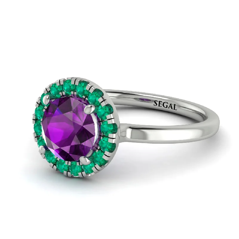 women’s emerald engagement rings-1ct Round Amethyst Engagement Ring - Natalia No. 306