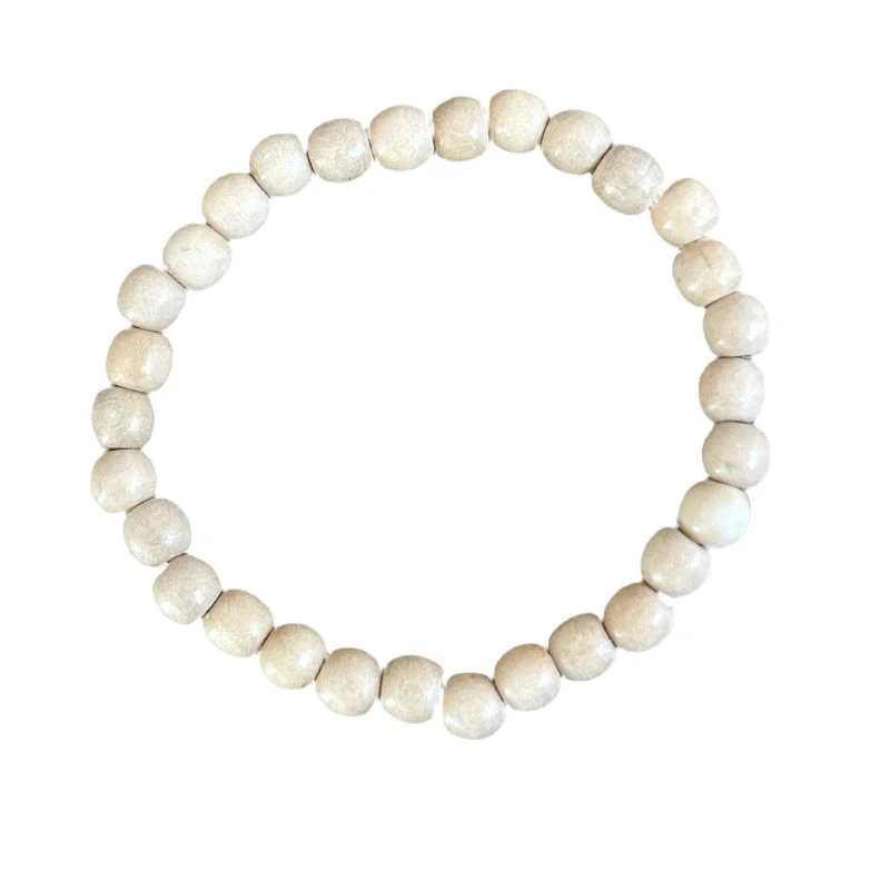 women’s stackable bracelets-Cream Wood 6mm Bracelet