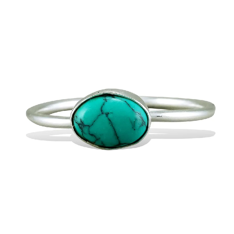 women’s emerald rings-<span>RAS-023<span>: </span></span>Simple Turquoise Ring - Silver