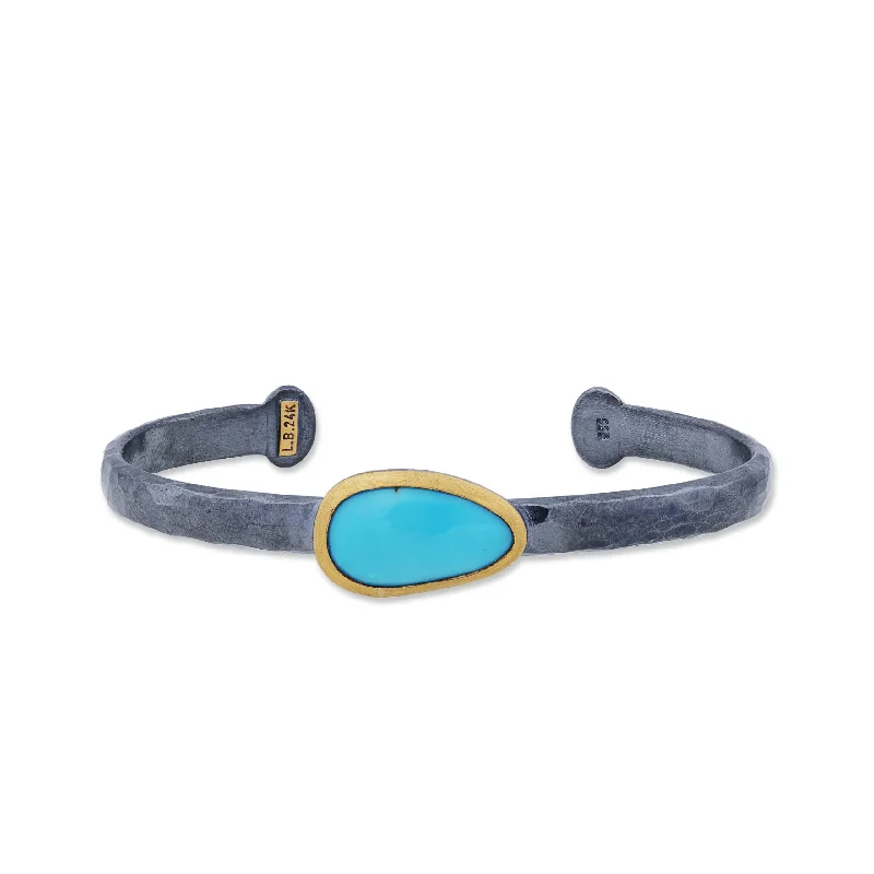 women’s silver link bracelets-Lika Behar Sleeping Beauty Turquoise "KATYA" Bangle