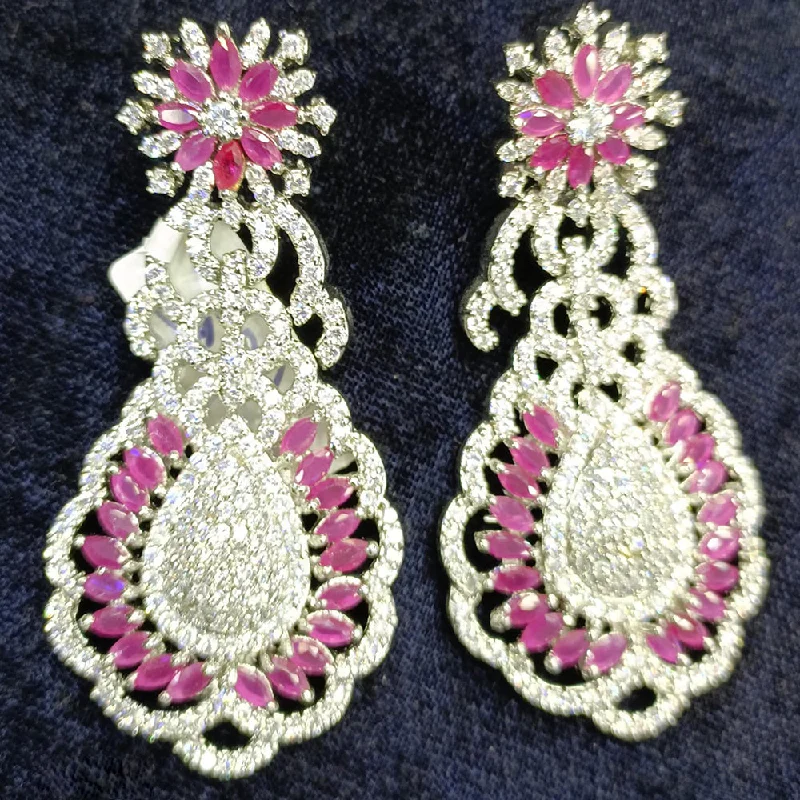 women’s vintage earrings-Jain Jewellers Silver Plated AD Dangler Earrings