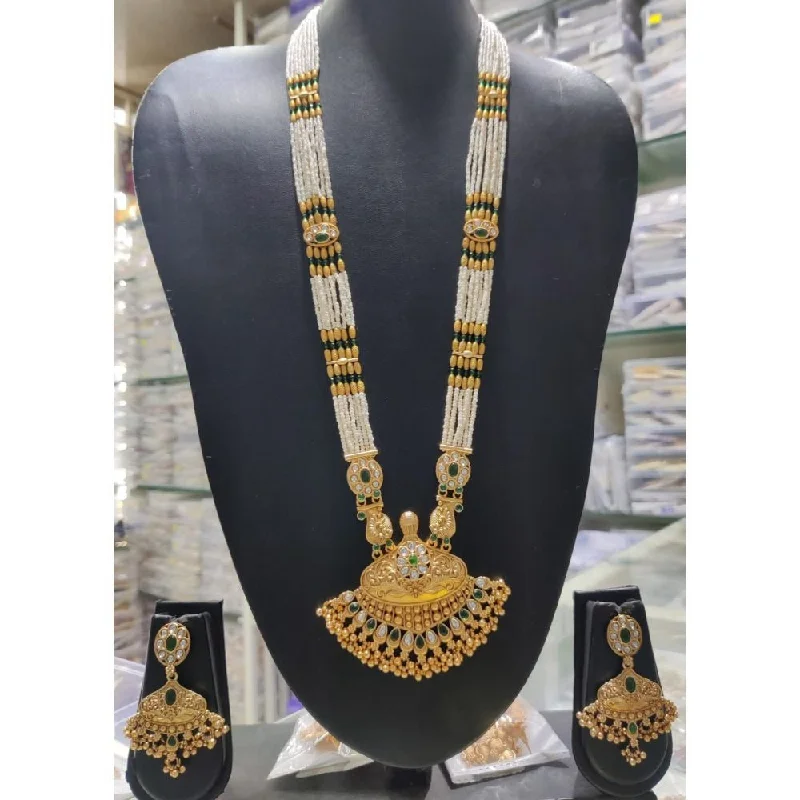 women’s statement gemstone necklaces-Akruti Collection Gold Plated Long Necklace Set