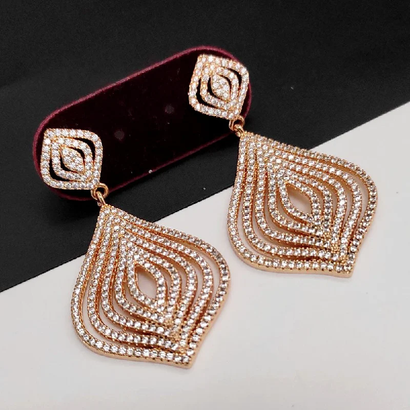 women’s gold dangling earrings-Aamrapali  Rose Gold American  Diamond  Dangler  Earrings