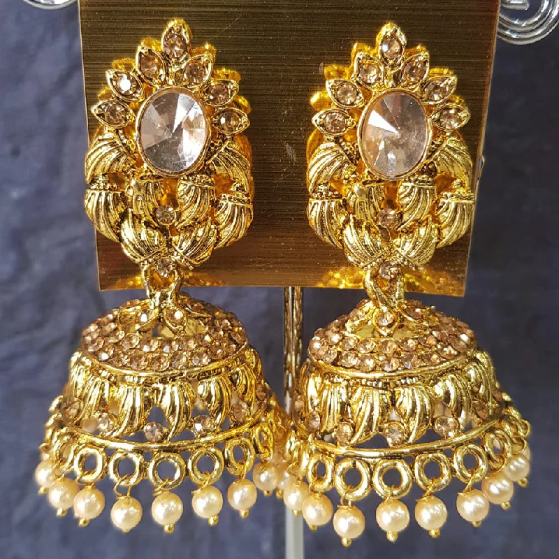 women’s pearl drop earrings-Shreeji Gold Plated Crystal Stone Jhumki Earrings