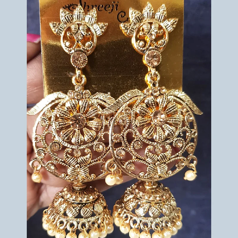 women’s butterfly earrings-Shreeji Gold Plated Crystal Stone Jhumki Earrings